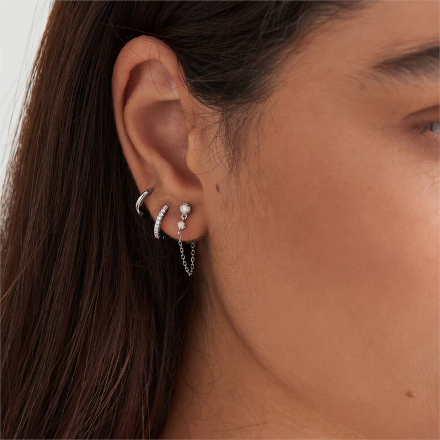  Ear Edit - Ohrringe - Silber / rhodiniert - Zirkonia